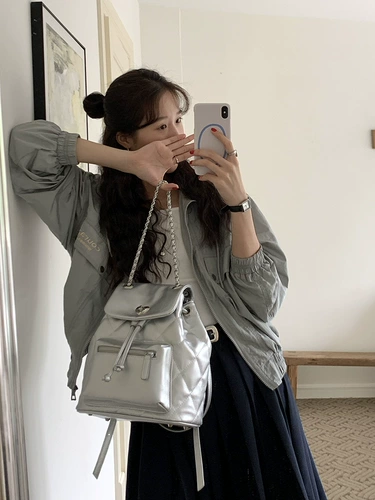 Модный замок, цепь, рюкзак, вместительная и большая сумка на одно плечо, Южная Корея, на цепочке