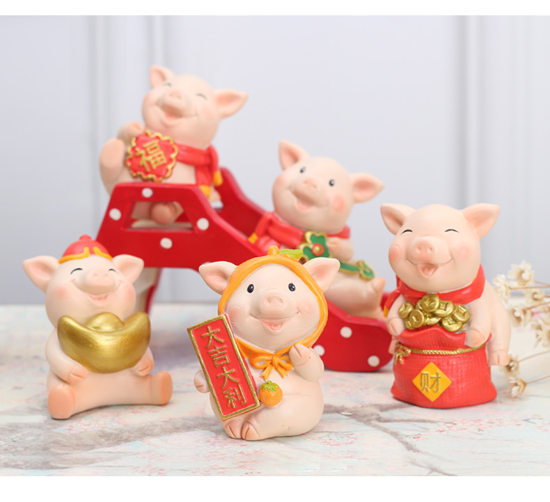 Lucky lợn trang trí nhà sáng tạo phòng khách rượu tủ trang trí nhựa phim hoạt hình lợn năm linh vật trang trí quà tặng đồ dcor bàn làm việc