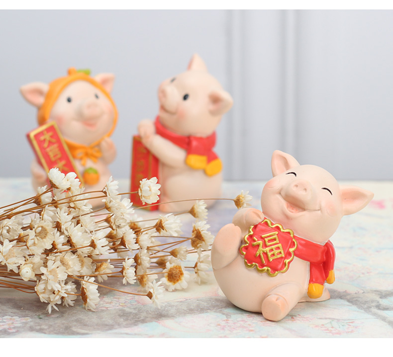 Lucky lợn trang trí nhà sáng tạo phòng khách rượu tủ trang trí nhựa phim hoạt hình lợn năm linh vật trang trí quà tặng đồ dcor bàn làm việc