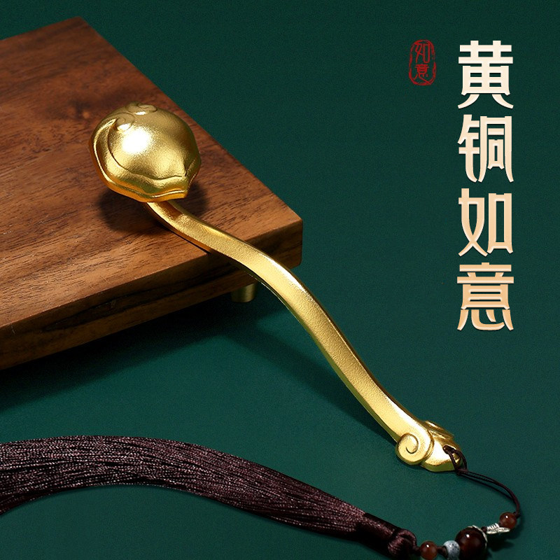 All-copper Ruyi ornaments, national style creative desktop ornaments, Chinese-style handle pieces, home study, crafts, gifts, decorations, housewarming gifts