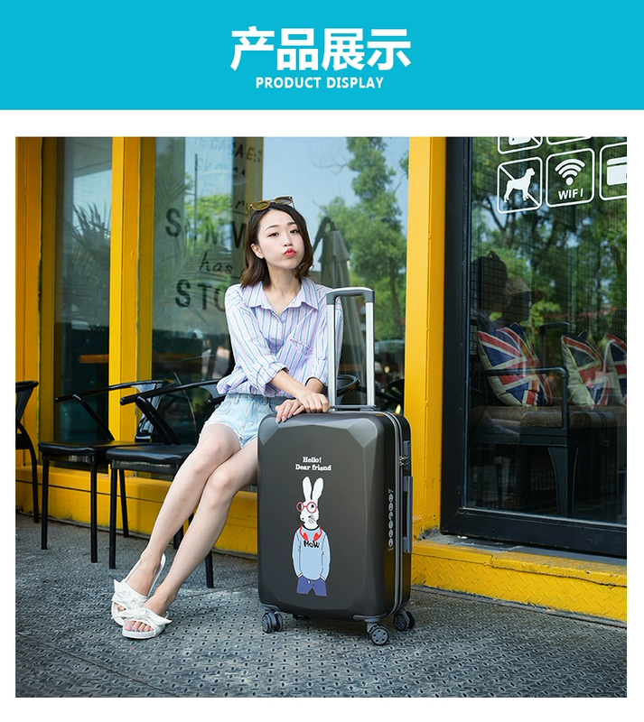Hành lý xe đẩy nữ phiên bản tiếng Hàn của bánh xe nhỏ tươi phổ thông 20 inch sinh viên đại học 24 hộp mật khẩu vali cá tính nam vali to
