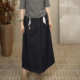 2025 Autumn Retro Old Money Style Belted Denim Skirt for Women Elastic Waist Loose Slimming Slit A-Line Skirt