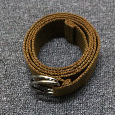Versatile and simple canvas belt, khaki single-loop double-loop casual belt for women