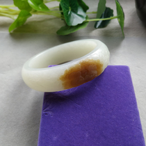  Hetian Jade Mountain material Brown Sugar White Peony bracelet 59mm