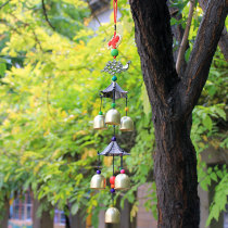 Chinese knot double-layer wind chime metal hanging decoration Dai style pendant creative door decoration living room facade decoration Bell