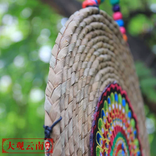 Соломенный круглый этнический колокольчик, настенное крепление для спальни, этнический стиль, павлин