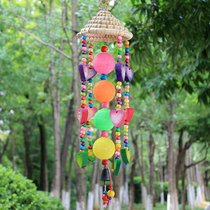 Straw hat color ball hanging decoration Yunnan Lijiang characteristic wind chimes bedroom balcony decoration fresh hanging ornaments