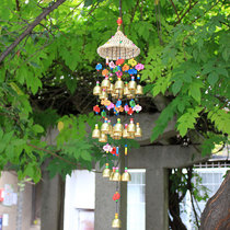 Lucky wind chimes Yunnan straw hat ornaments national creative pendant restaurant bar decoration clear ringtone heart gift