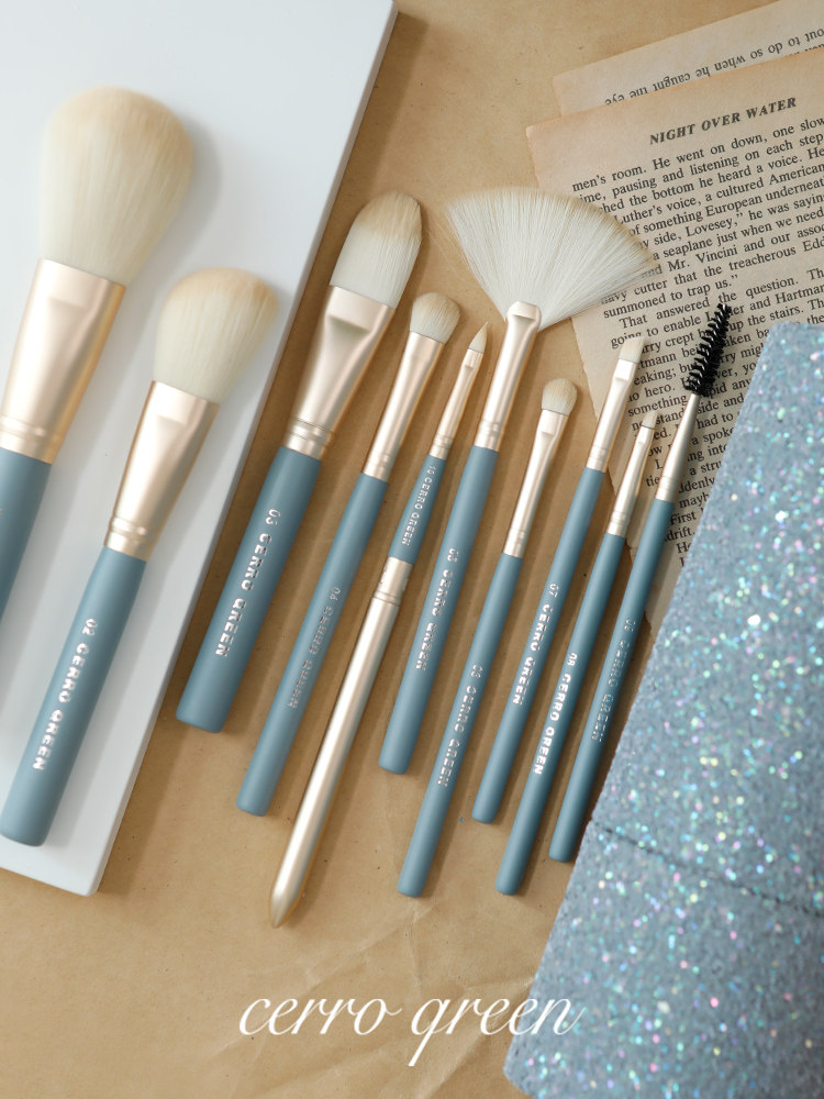 Cerro Qreen10 makeup brush set Animal hair makeup tools Full set of eye shadow brushes Eye brush Powder brush Loose powder brush