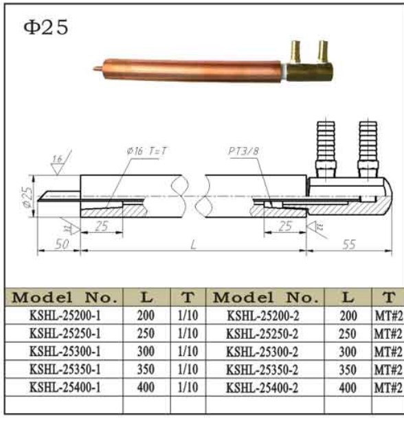 Spot welding Electro-mechanical pole arm electrode grip rod Spot welding machine water copper rod 25*220 chromium zirconium copper grip rod can be customized