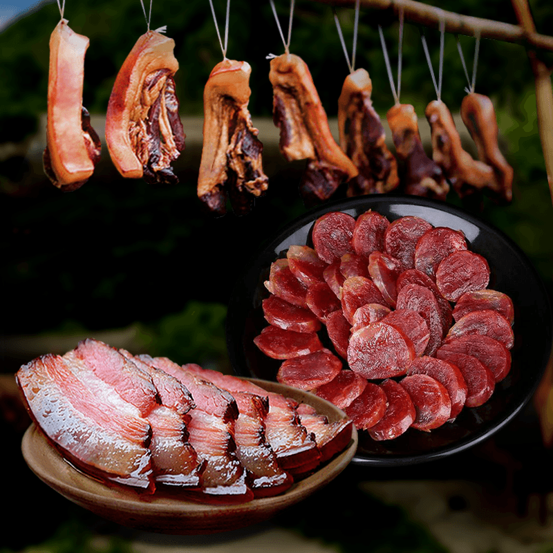 Sichuan specialty Wuhua bacon Cantonese-style wide-flavored sausage Farm-made smoked bacon Sichuan-flavored pickled bacon bacon bacon