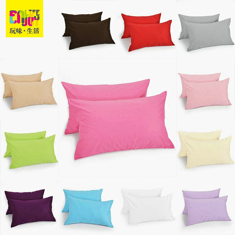 A pair of pure cotton pillowcases 48X74 cotton pillowcases single use solid color positive and negative dual-use coreless white sky blue