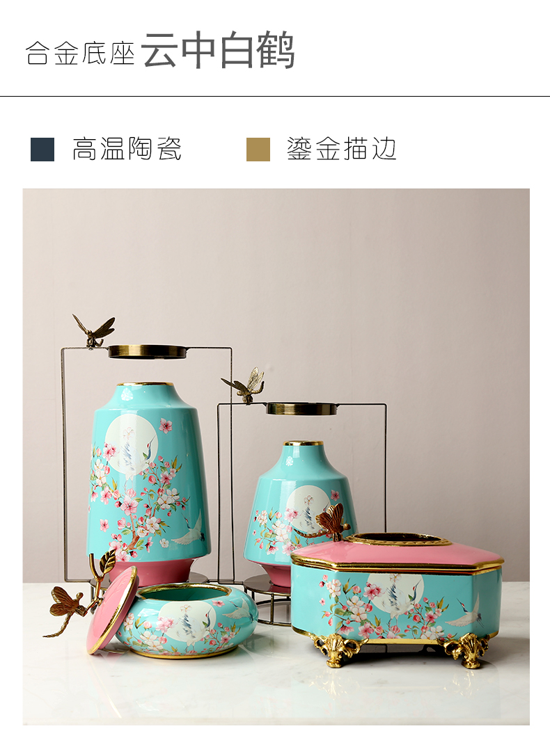 American light and decoration ceramics tissue box furnishing articles smoke box of new Chinese style household, sitting room tea table smoke box place adorn adornment paper