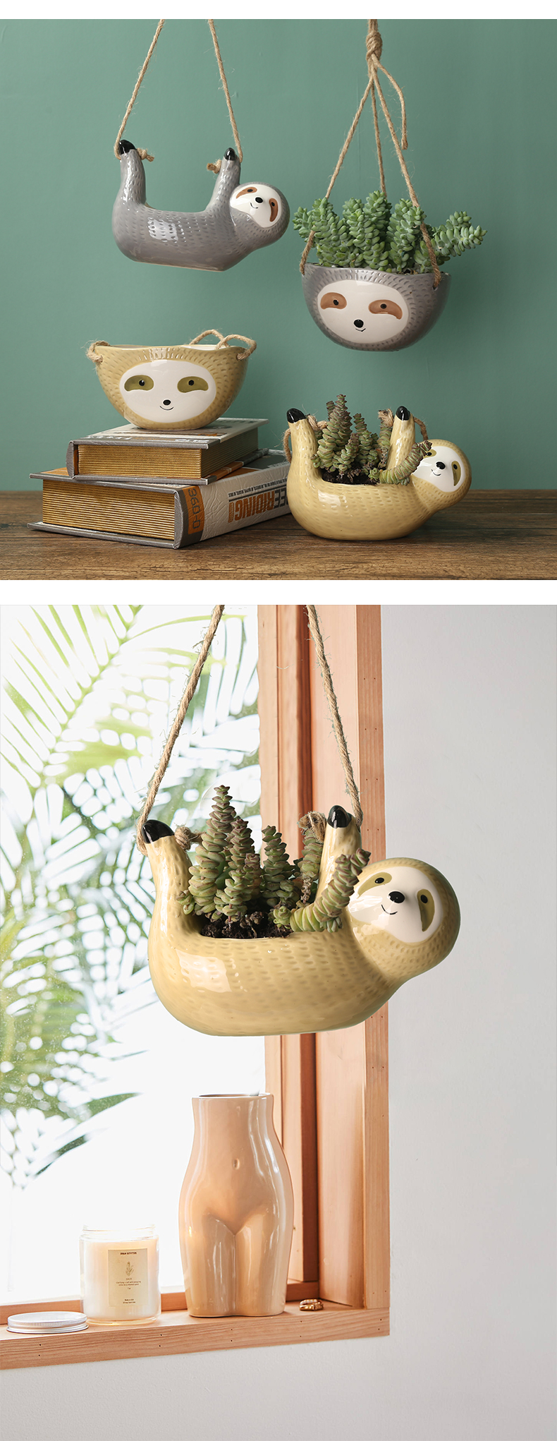 The Nordic idea sloths suspension flowerpot more meat hanging basket is placed on The wall hang wall ceramic flowerpot pendant