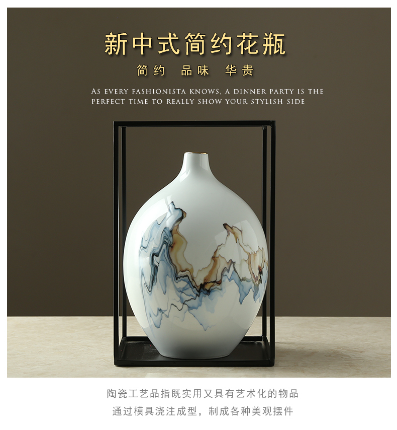 New Chinese style ceramic vase furnishing articles zen table sitting room porch dried flower arranging flowers jingdezhen household ornaments