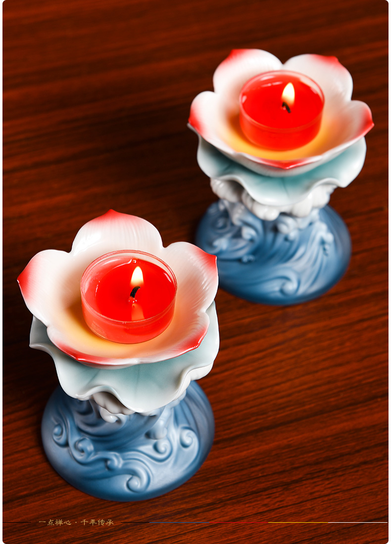 Yutang dai ceramic water waves based holders furnishing articles to course candlestick household supplies SuYouDeng lamp holder for Buddha