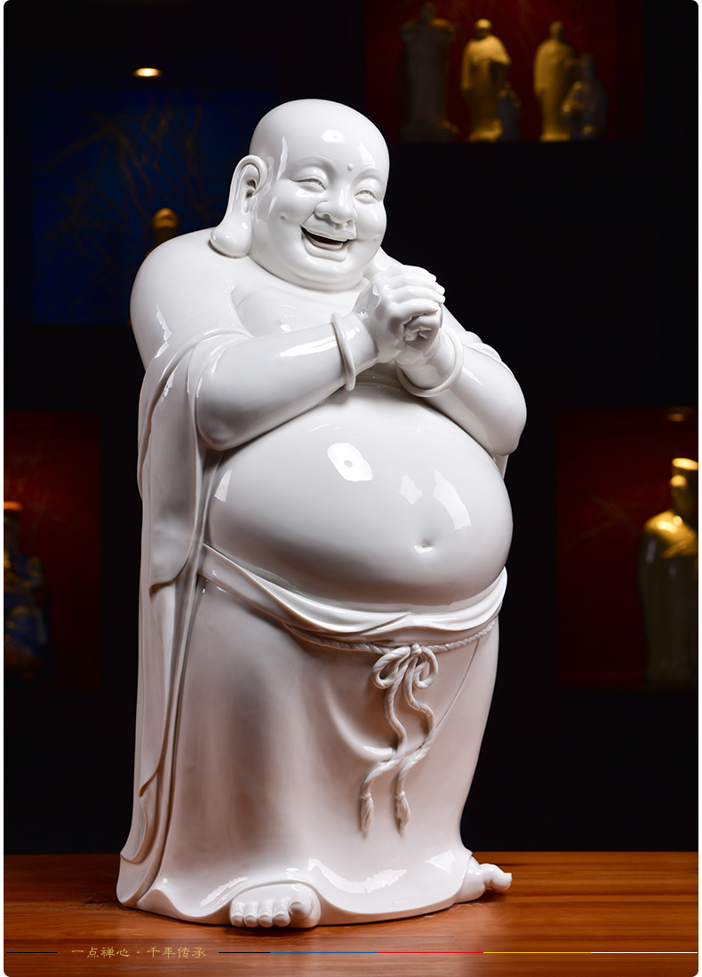 Yutang dai Lin Jiansheng manually signed laughing Buddha hall large porcelain decorative furnishing articles/26 inches congratulations maitreya D03-43