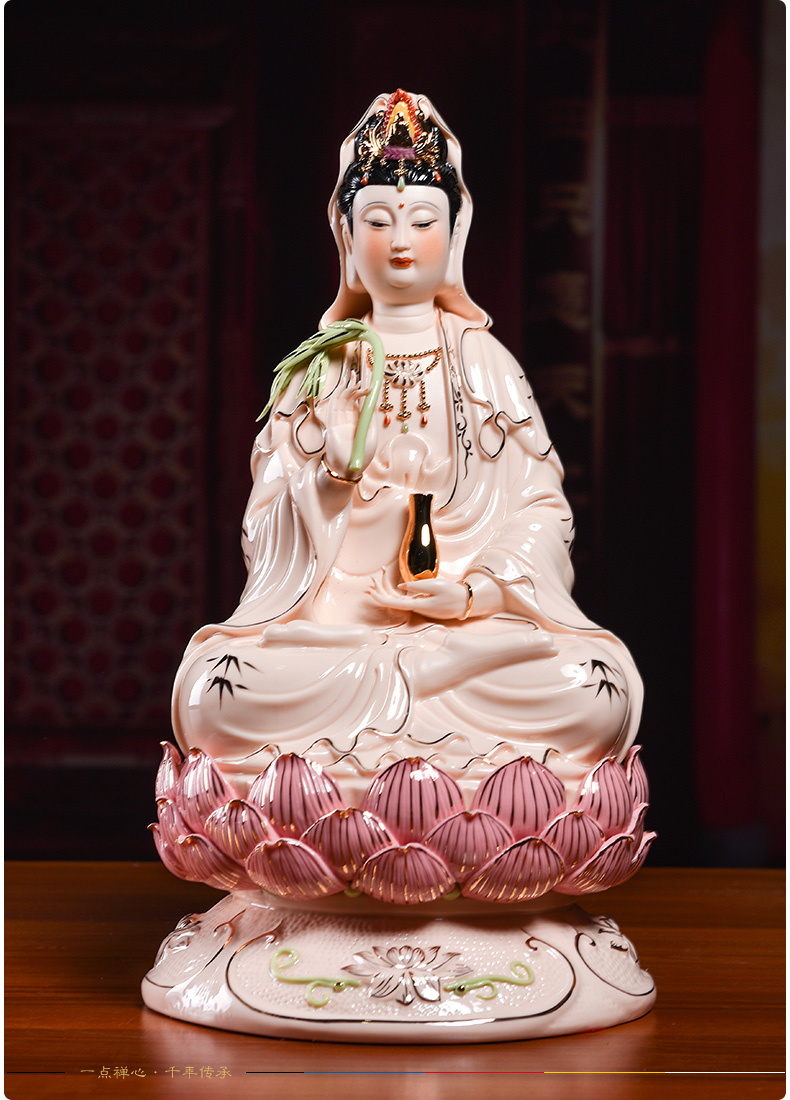 Yutang dai dehua ceramic worship Buddha avalokiteshvara household furnishing articles/glaze gold lotus guanyin