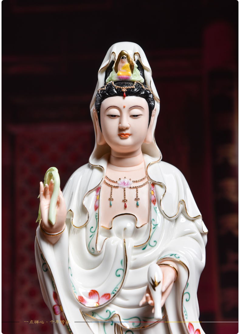 Yutang dai ceramic 17 inch western three holy spirit like home worship amitabha Buddha guanyin momentum to furnishing articles