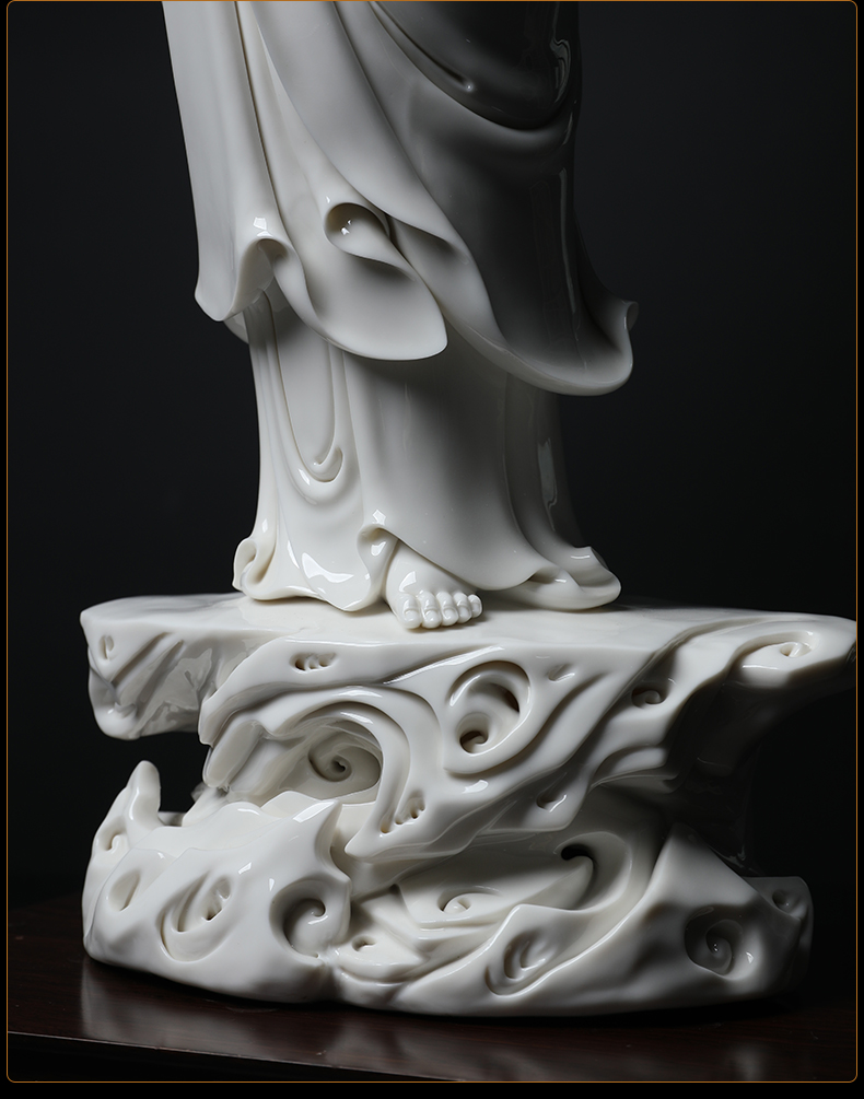 Yutang dai dehua white porcelain goddess of mercy Buddha enshrined furnishing articles jian - pin Lin lotus guanyin bodhisattva/D26-27