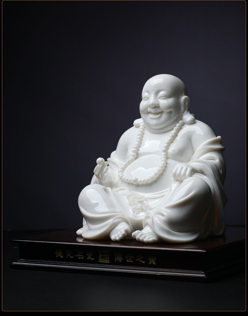 Yutang dai dehua ceramic furnishing articles at the provincial level master Lin Lu, whisking sign limited works bead maitreya jade white porcelain