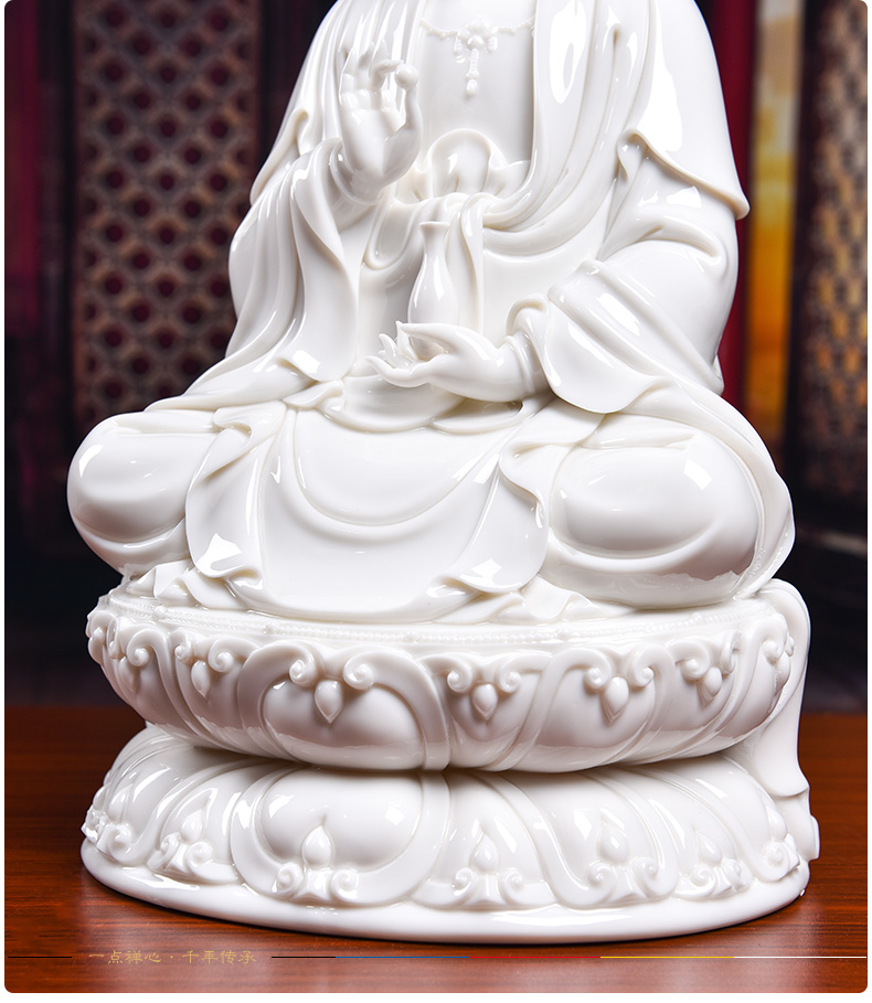 Yutang dai dehua white porcelain Lin Jiansheng master manually signed lotus guanyin Buddha its collection to household