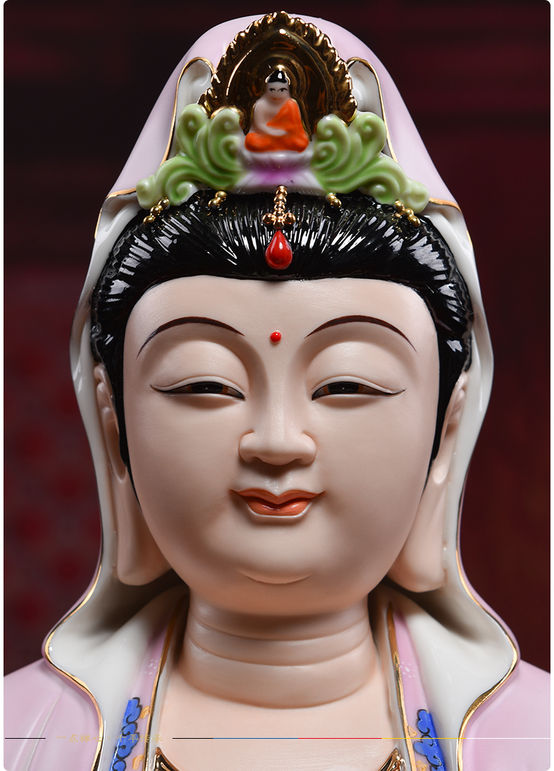 Domestic production is the shelves 】 【 guanyin bodhisattva ceramic powder coat of figure of Buddha zen flower goddess of mercy