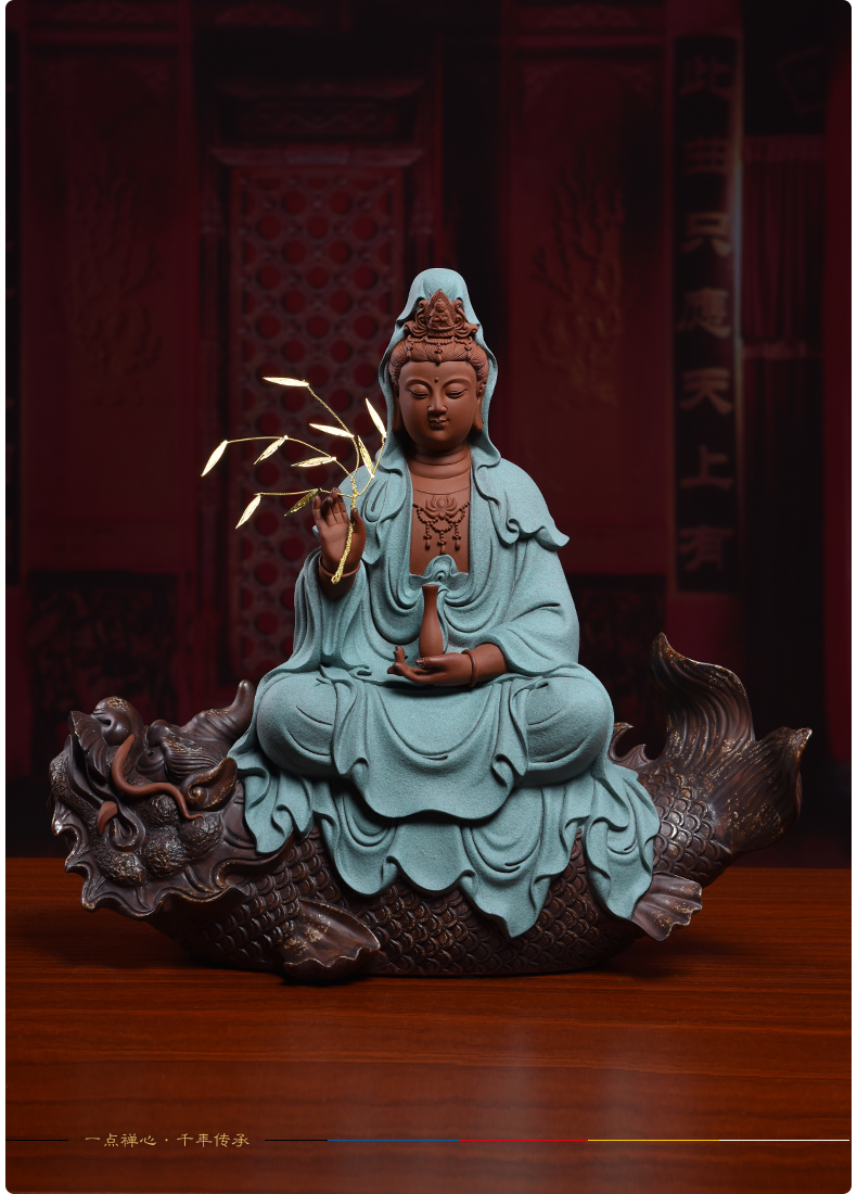 Ceramic production is pulled from the shelves 】 【 the four bodhisattvas manjusri samantabhadra hid in aojiang effort fish guan Yin
