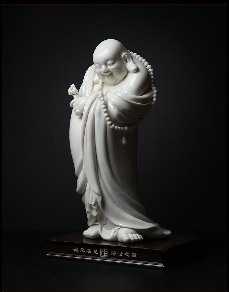 Yutang dai dehua white porcelain laughing Buddha maitreya stand like zhi - yong wu porcelain carving art of Buddha furnishing articles good lucky for you