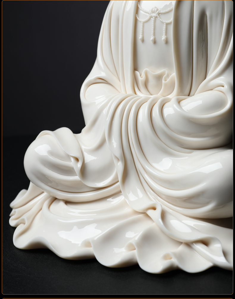 Yutang dai dehua white porcelain avalokitesvara like manually signed its collection furnishing articles 13 inches are sitting guanyin