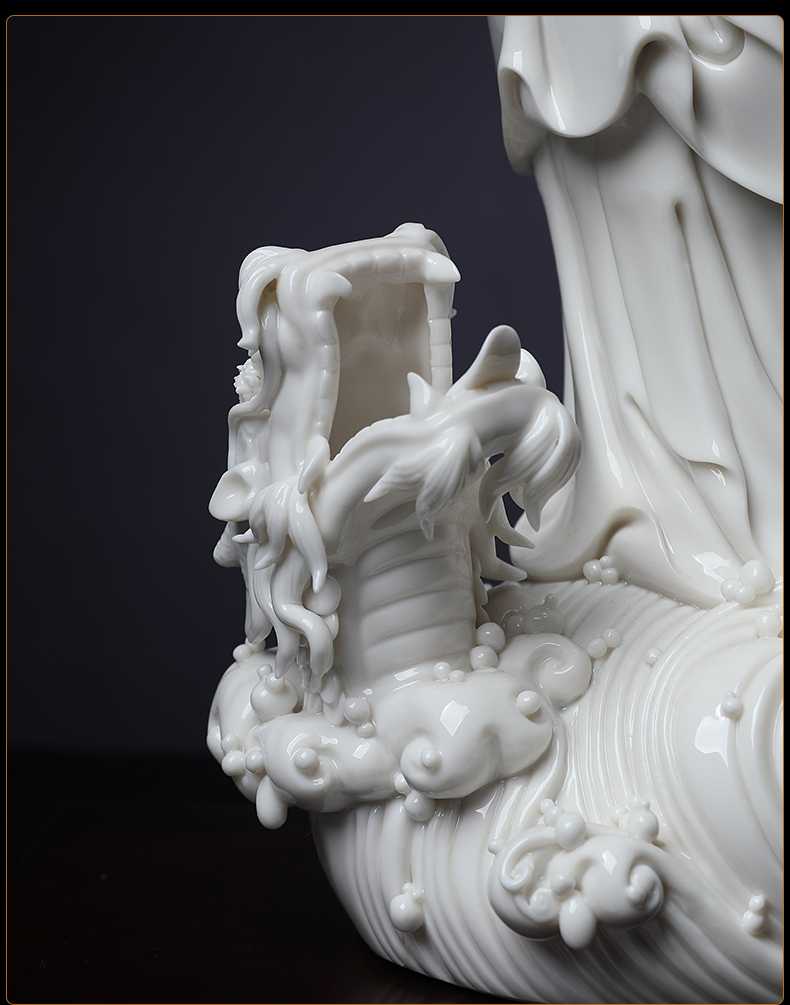 Yutang dai ceramic made tap dripping guanyin Buddha standing like dehua white porcelain Lin Jiansheng its works of art