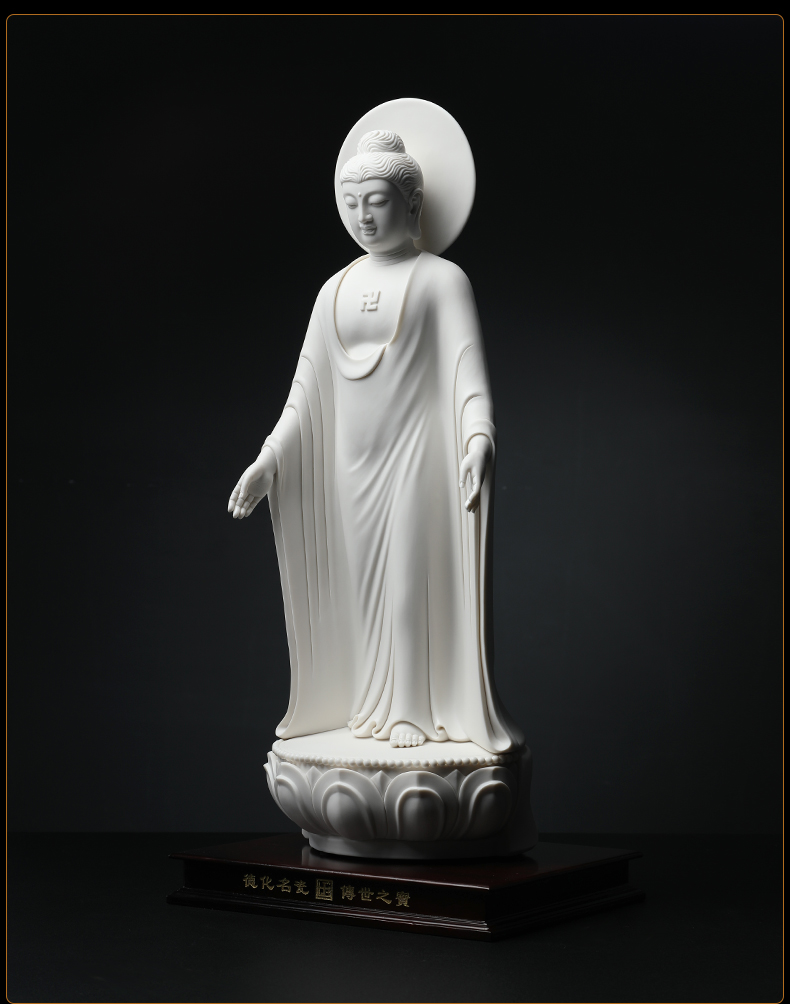 Yutang dai sakyamuni Buddha standing like jian - pin Lin manually signed ceramic Buddha its art collection furnishing articles