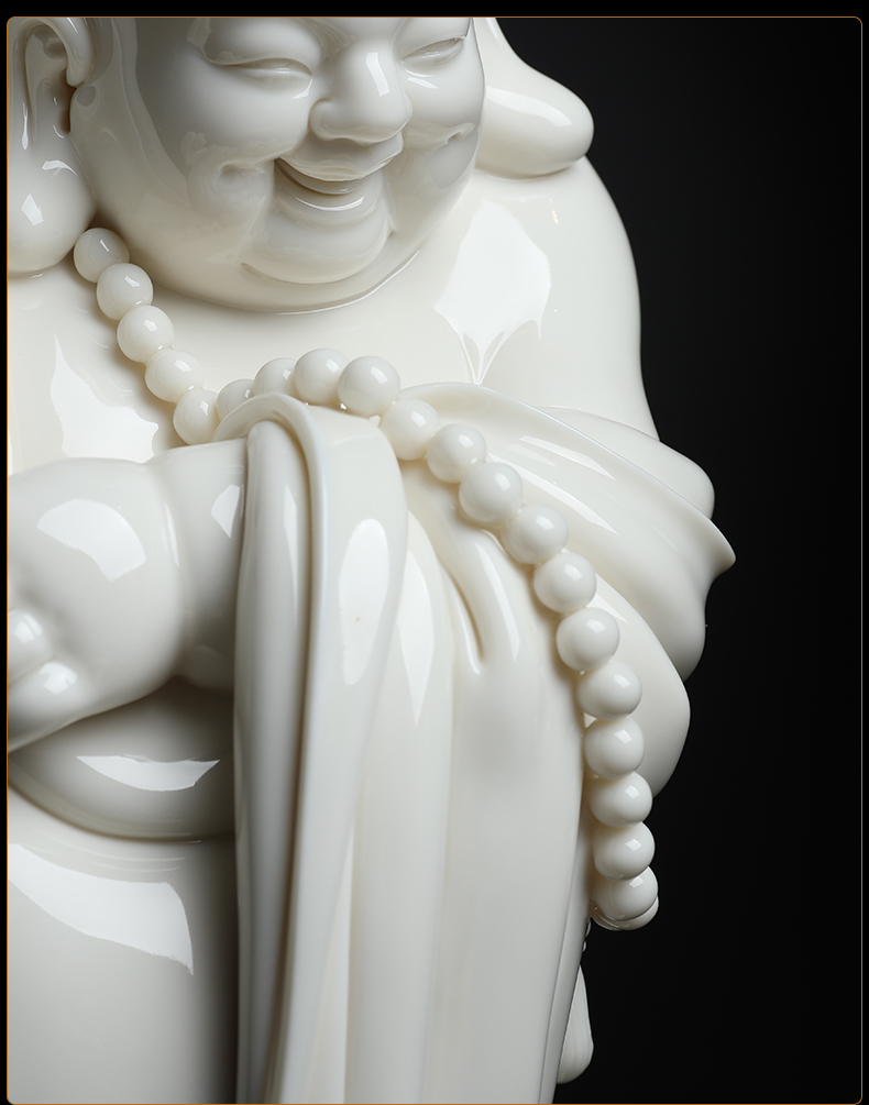 Yutang dai dehua white porcelain laughing Buddha maitreya stand like zhi - yong wu porcelain carving art of Buddha furnishing articles good lucky for you