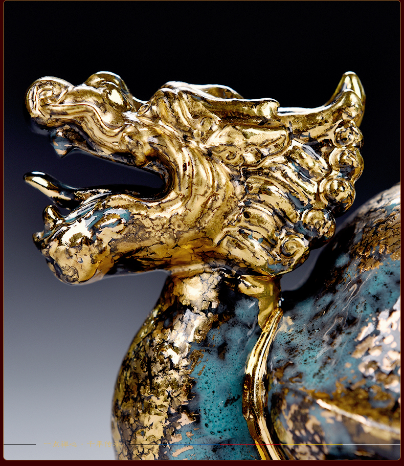 Yutang dai ceramic bronze color god beast straining three fine toad dragon turtle rock arowana fish craft ornaments furnishing articles