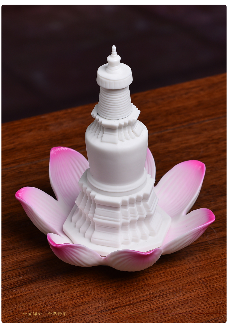 Yutang dai ceramic Buddha before flower lotus lotus pedestal stupas mini figure of Buddha temple decoration articles furnishing articles