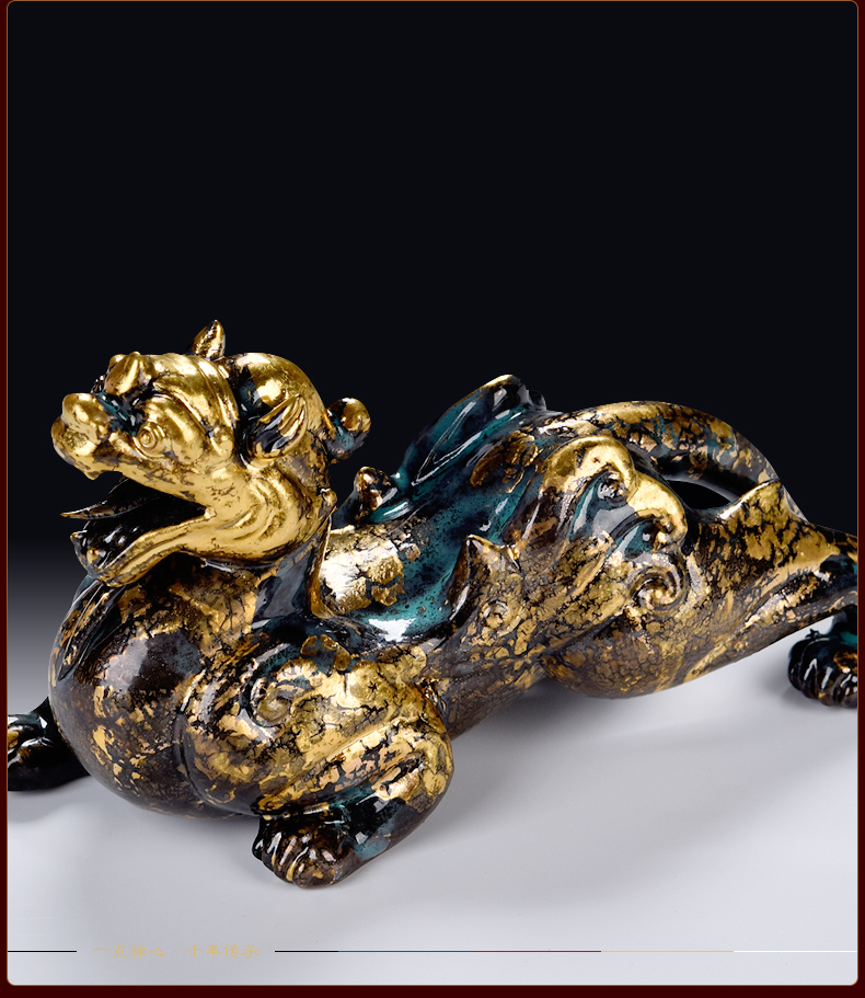 Yutang dai ceramic bronze see the mythical wild animal office desktop furnishing articles sitting room TV cabinet decoration decoration arts and crafts