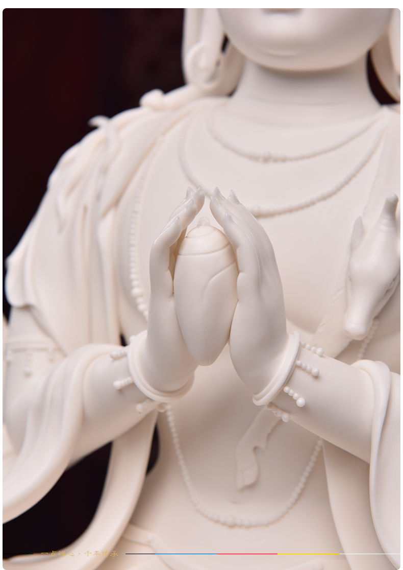 Yutang dai four arm sect Buddhism guanyin large dehua white porcelain ceramic Buddha to works of art that occupy the home furnishing articles