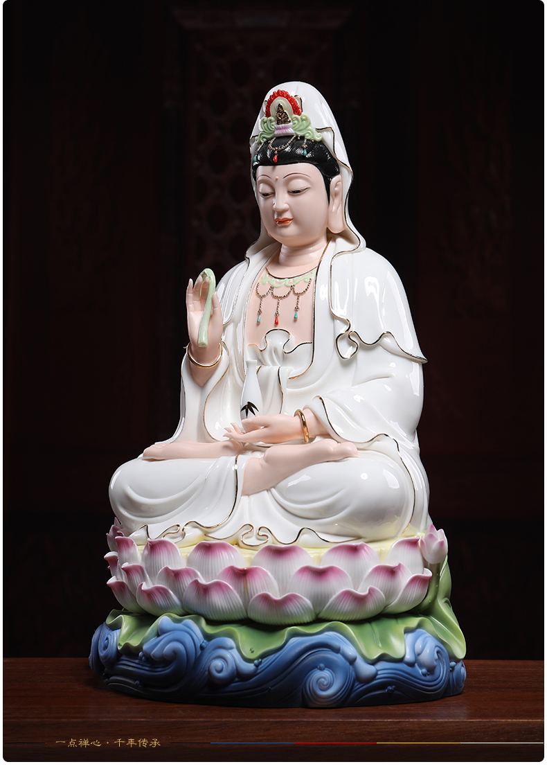 Yutang dai dehua white porcelain guanyin Buddha to occupy the home furnishing articles full lotus lotus avalokitesvara like