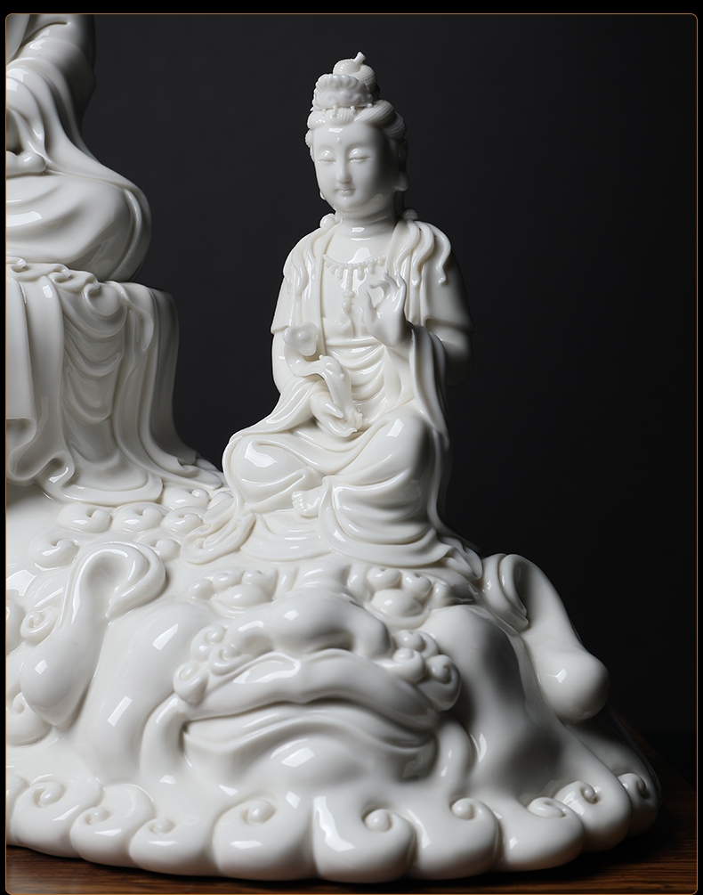 Yutang dai yan dehua white porcelain China three holy furnishing articles Su Xianzhong manjusri Buddha samantabhadra bodhisattva figure of Buddha of its