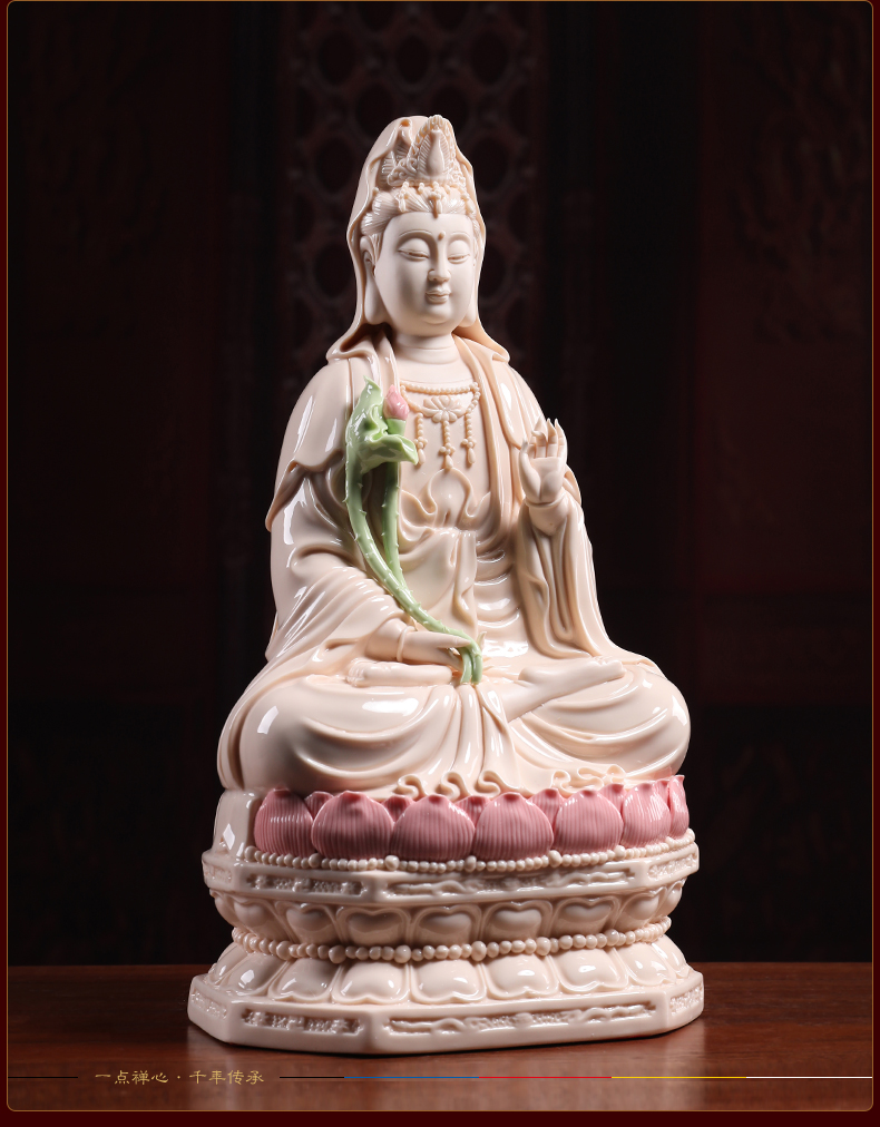 Yutang dai jade ceramic red porcelain retinues three holy figure of Buddha enshrined furnishing articles amida Buddha goddess of mercy corps as earth treasure bodhisattva