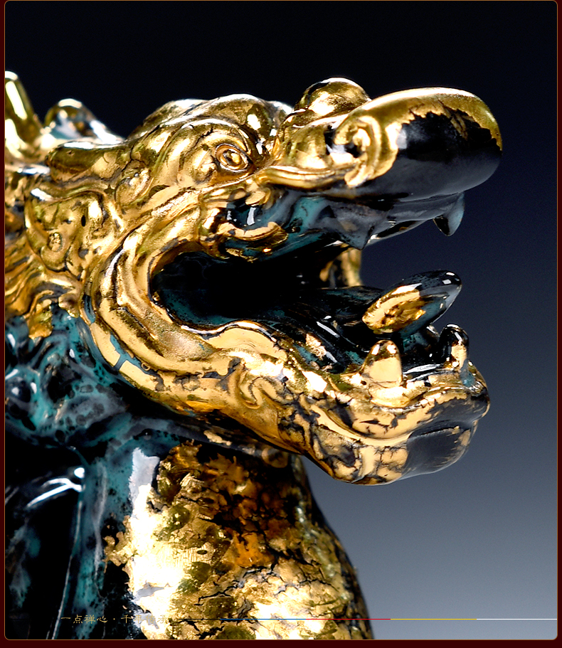 Yutang dai ceramic bronze color god beast straining three fine toad dragon turtle rock arowana fish craft ornaments furnishing articles