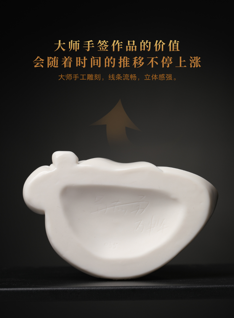 Yutang dai dehua ceramic collection smiling Buddha maitreya white porcelain arts and crafts master works manually signed/D38-104
