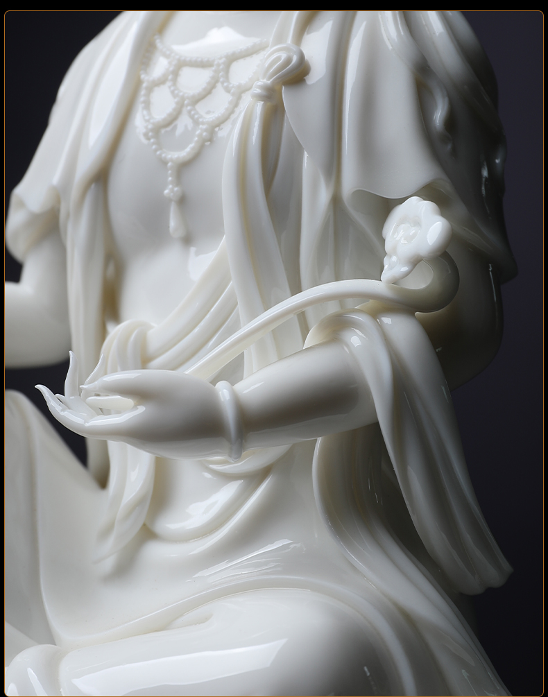 Yutang dai dehua porcelain carving master Lin Luyang collections limited 30 bodhi guanyin Buddha furnishing articles