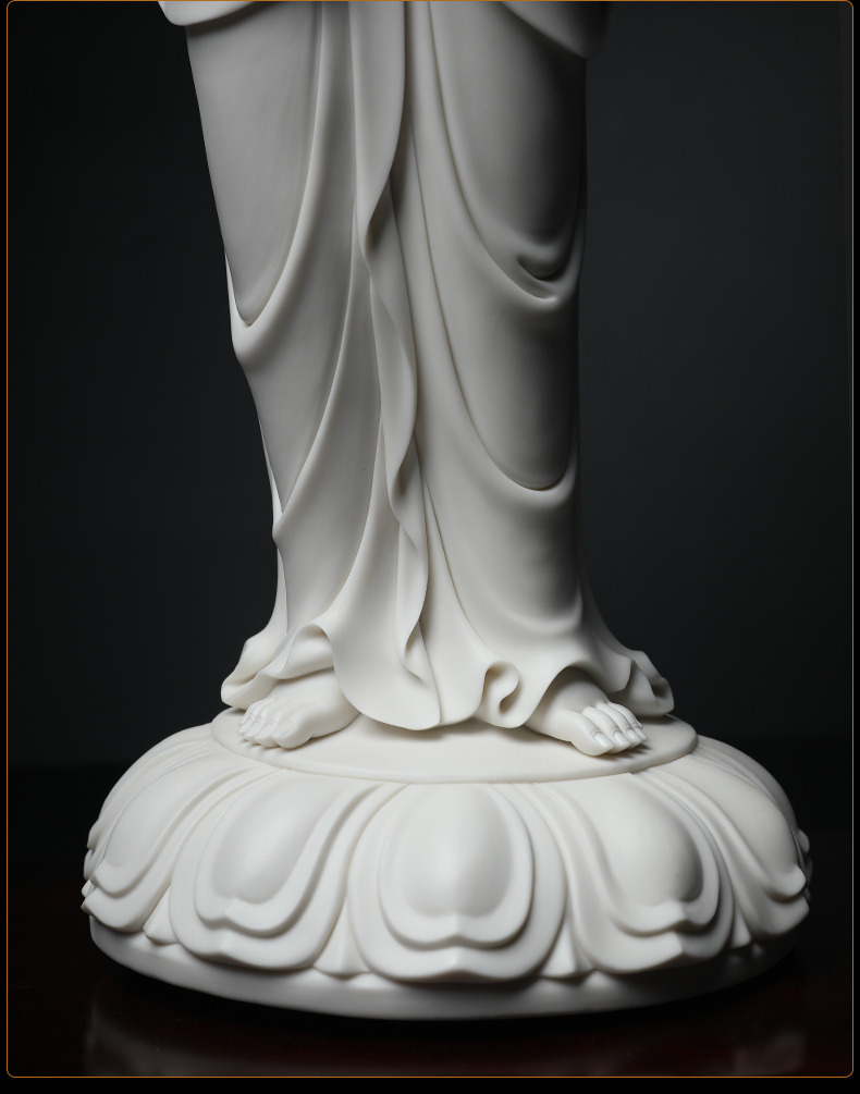 Ceramic masters jian - pin Lin yutang dai dehua porcelain carving handicraft furnishing articles manually signed limited works crossing their goddess of mercy