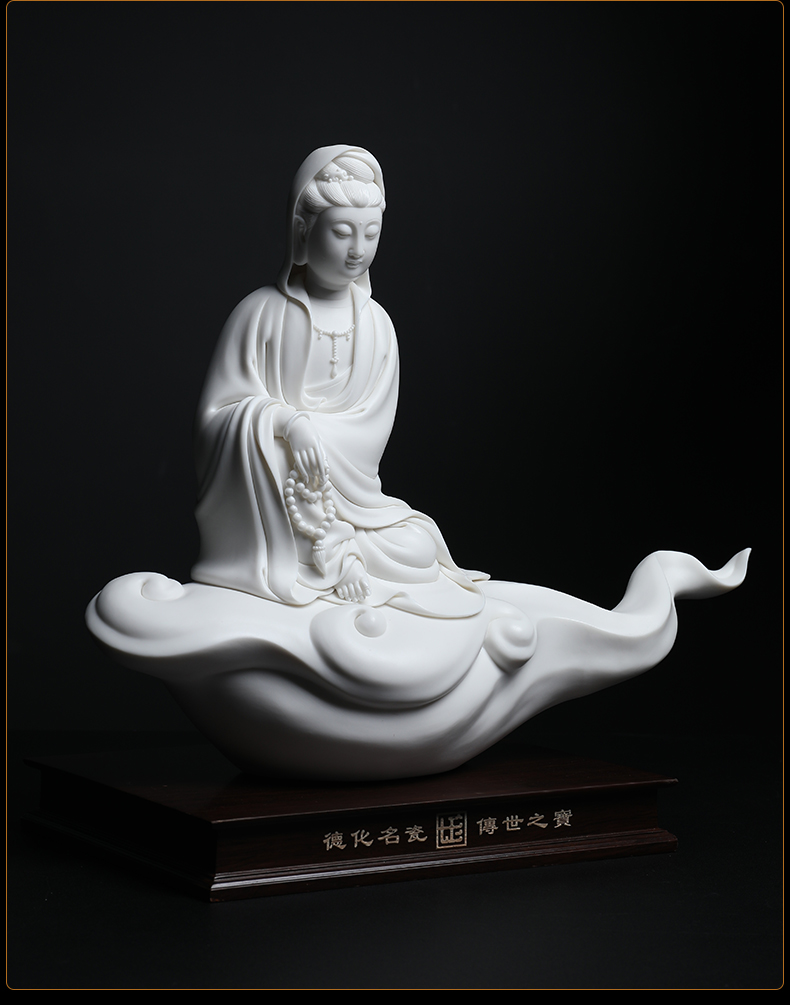 Yutang dai dehua white porcelain xiangyun worship guanyin bodhisattva figure of Buddha handicraft art deco furnishing articles/D26-35