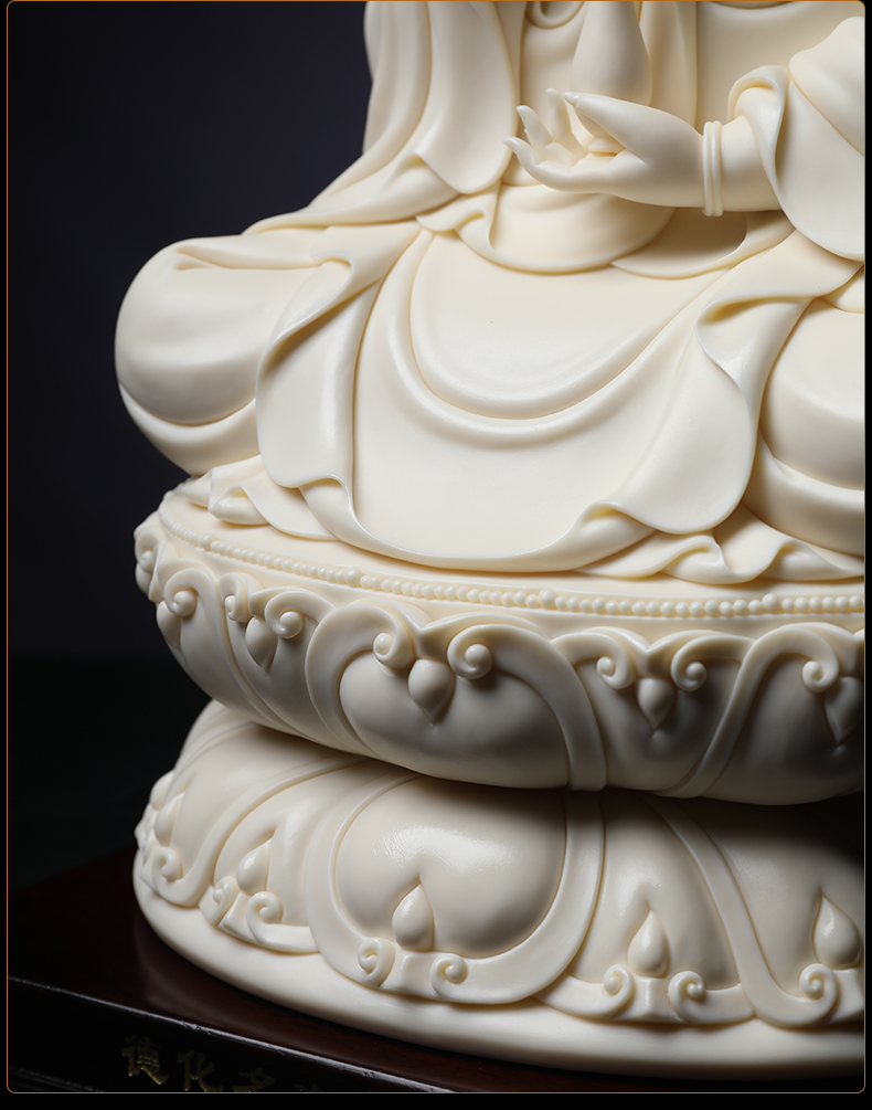 Yutang dai dehua white porcelain Lin Jiansheng master manually signed lotus guanyin Buddha its collection to household