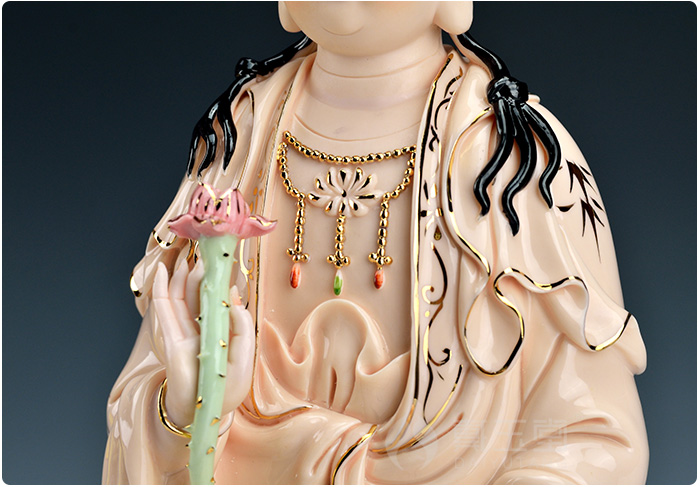 Dehua ceramic production 5 fold 】 【 bodhisattva figure of Buddha temple furnishing articles/gold full lotus trend to 14 inches