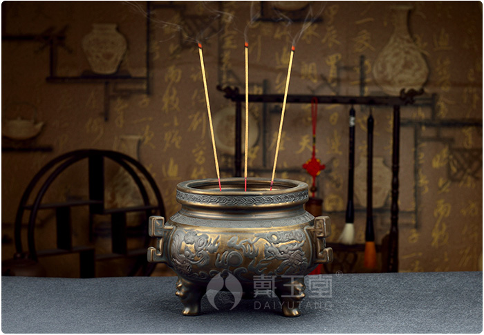 Yutang dai ceramic large antique copper incense xiang xiang furnace household interior furnishing articles for Buddha worship Buddha with supplies