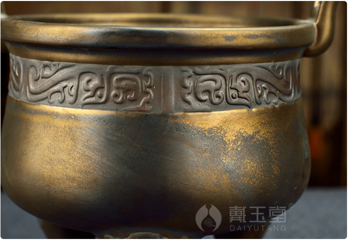 Yutang dai ceramic large antique copper incense xiang xiang furnace household interior furnishing articles for Buddha worship Buddha with supplies