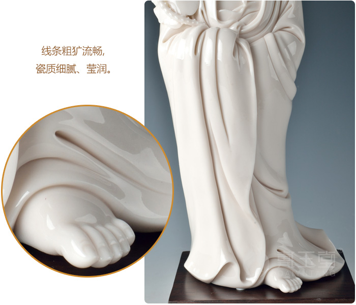 Yutang dai dehua white porcelain ceramic its art master Su Qinghe works/lotus guanyin D29-10